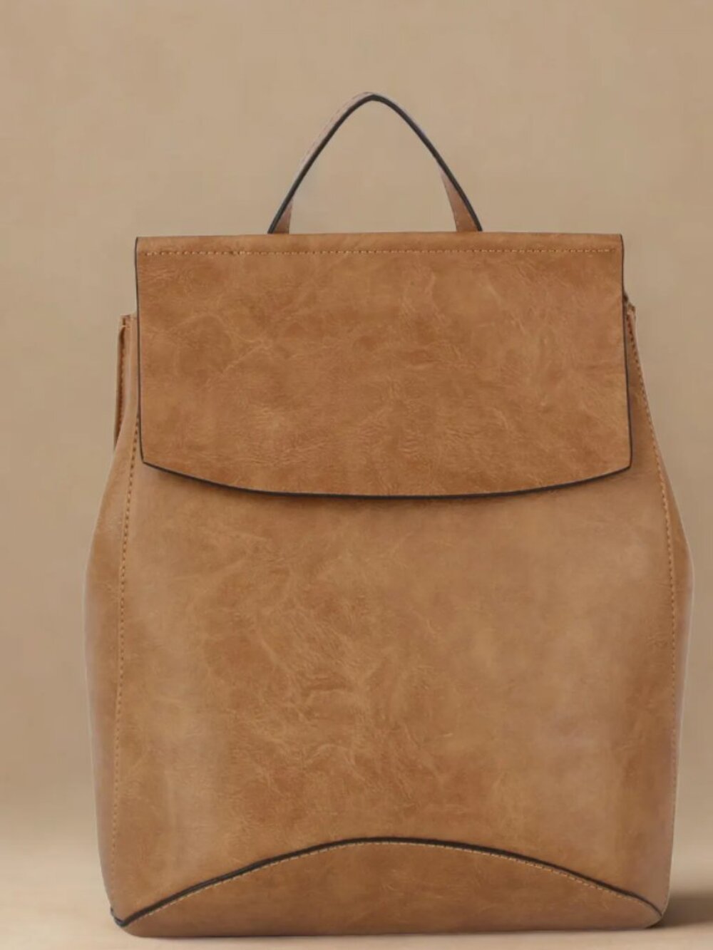 Light Brown Convertible Vegan Leather Backpack Satchel – Women’s